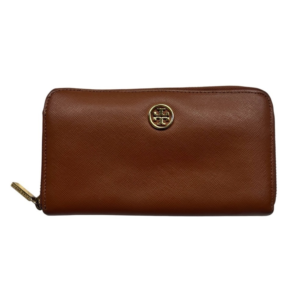 Tory Burch Cognac Leather Zip Wallet